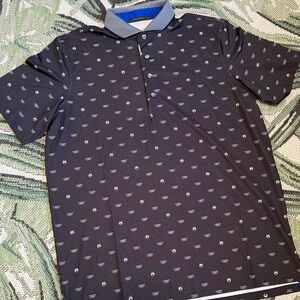 Cadillac Greyson Golf Polo Shirt Wolf Print Mens Size Large Black